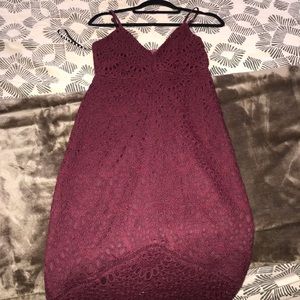 Missguided Lace Midi Burgundy Dress